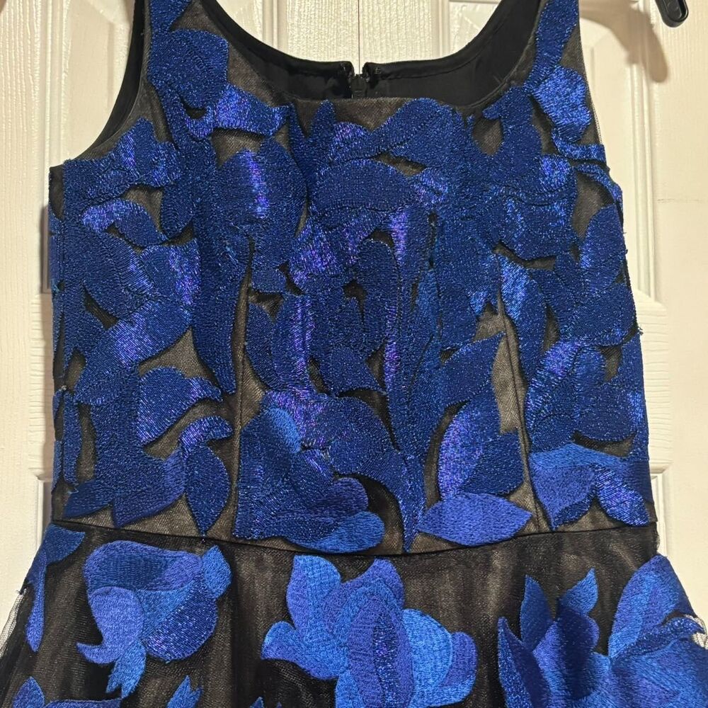 NWOT. $6490 OSCAR DE LA RENTA Embroidered Tulle Cocktail Dress Sz 4 blue - Picture 10 of 16